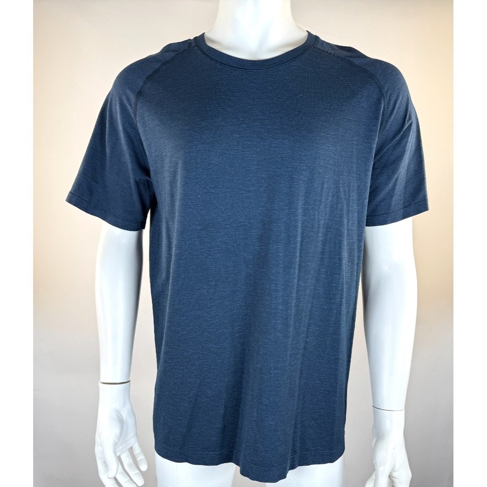 Lululemon Metal Vent Tech Short Sleeve Shirt Mens XL EUC Stretch Crew Neck Navy